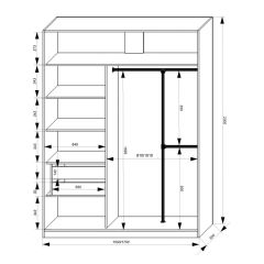 Шкаф-купе 1500 серии NEW CLASSIC K4+K4+B2+PL4 (2 ящика+F обр. штанга) профиль «Капучино» | фото 3